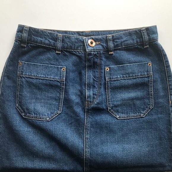 MASSIMO DUTTI MEDIUM WASH MIDLENGTH PENCIL JEAN SKIRT SIZE 6 - Picture 2 of 9